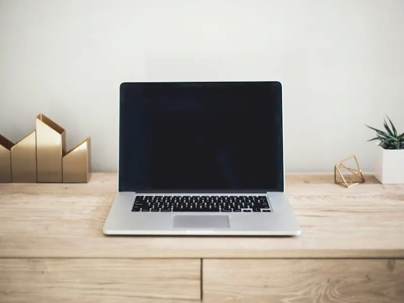 Laptop on a bright contemporary desk