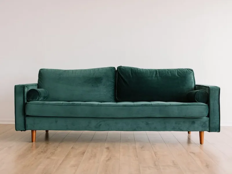 Green sofa in a bright contemporary home